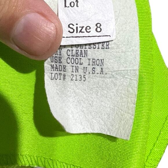 1960s Willy's Influence Lime Green & White Belted Romper Playsuit Lace Mod Go-Go - Picture 7 of 13